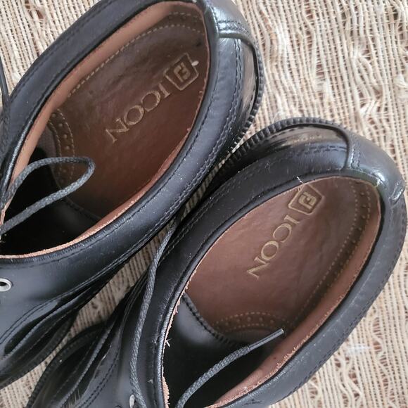 FJ FOOTJOY ICON MENS GOLF SHOES WORN ONCE BLACK LEATHER SIZE 9.5 EXCELLENT COND - Picture 6 of 10